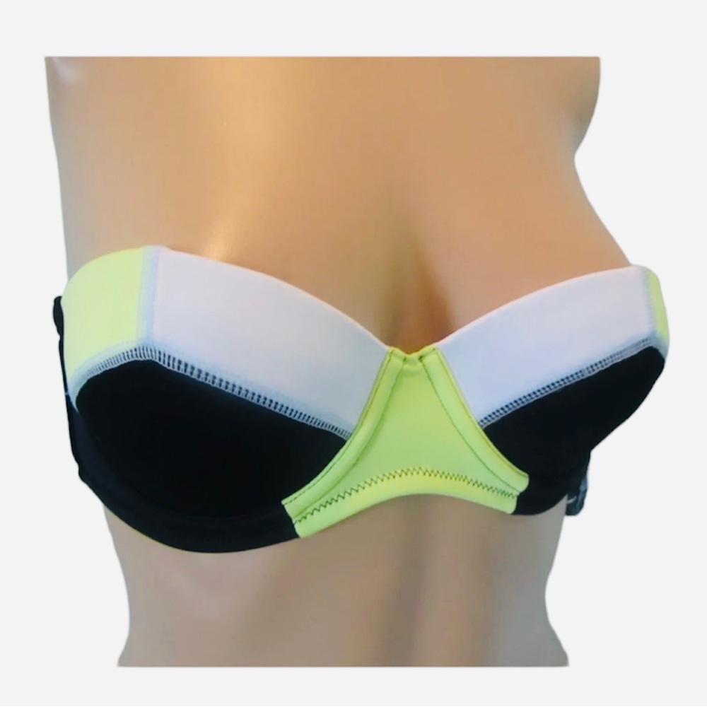 Nwot Victoria’s Secret Swim Pushup Bra Top Bikini Green Black Colorblock 34A